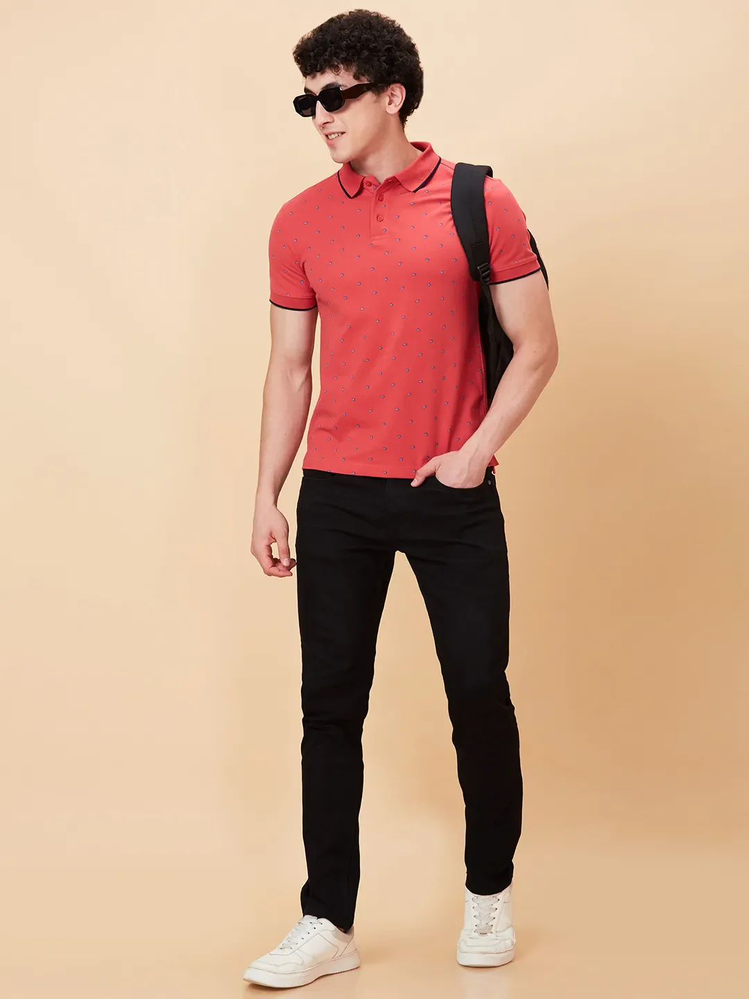 Red Regular Fit Men's Polo T-shirt by Being Human Clothing - Image 6
