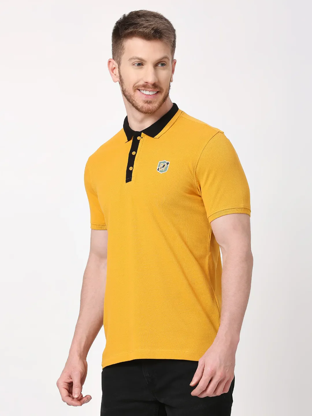 Mustard Regular Fit Men's Polo T-Shirt by Being Human Clothing - Image 2