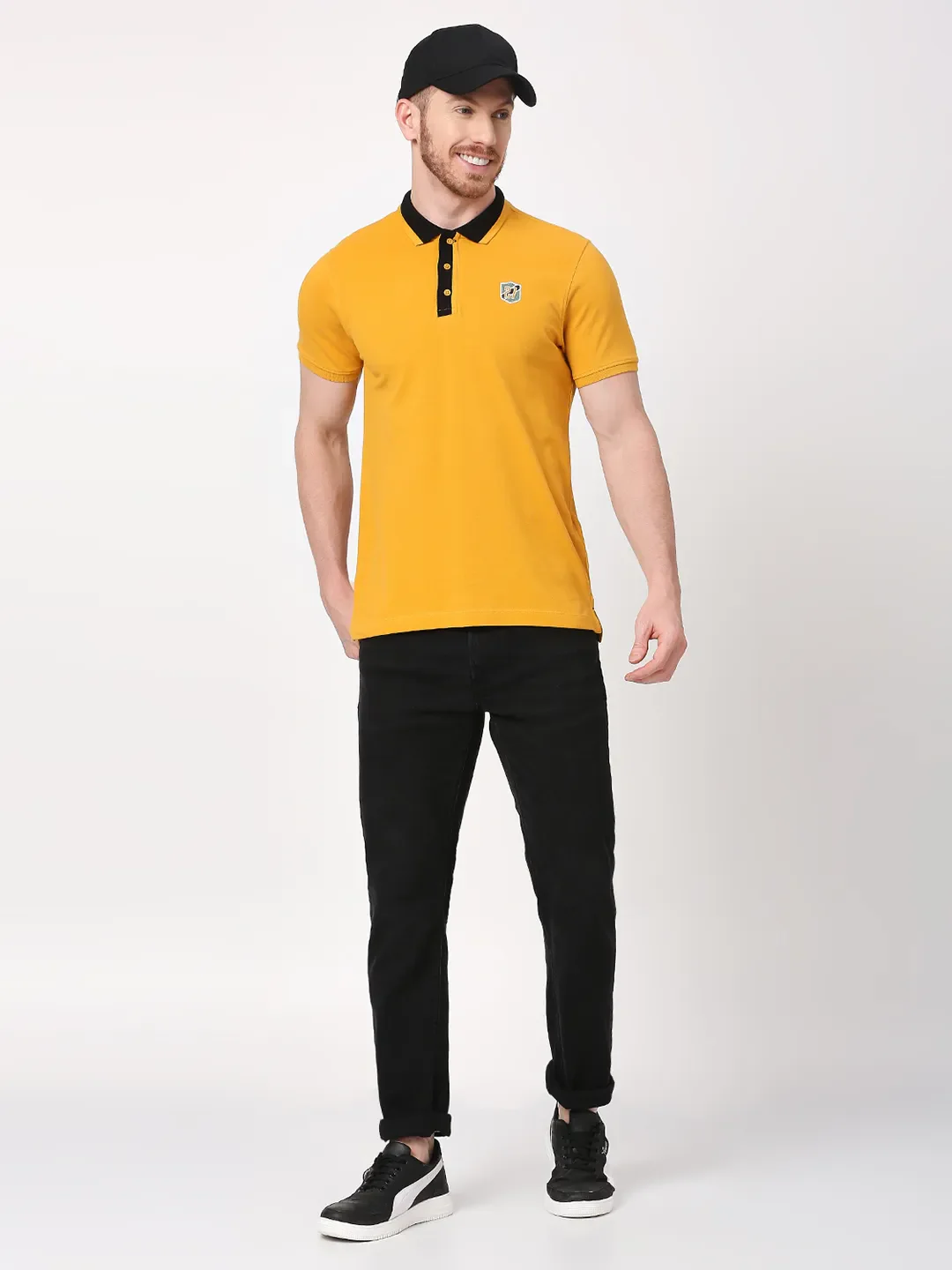 Mustard Regular Fit Men's Polo T-Shirt by Being Human Clothing - Image 6