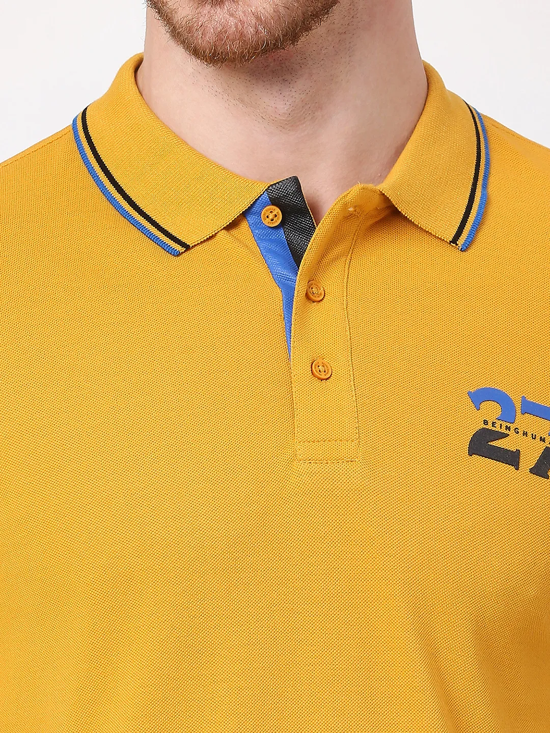 Mustard Regular Fit Men's Polo T-Shirt by Being Human Clothing - Image 5