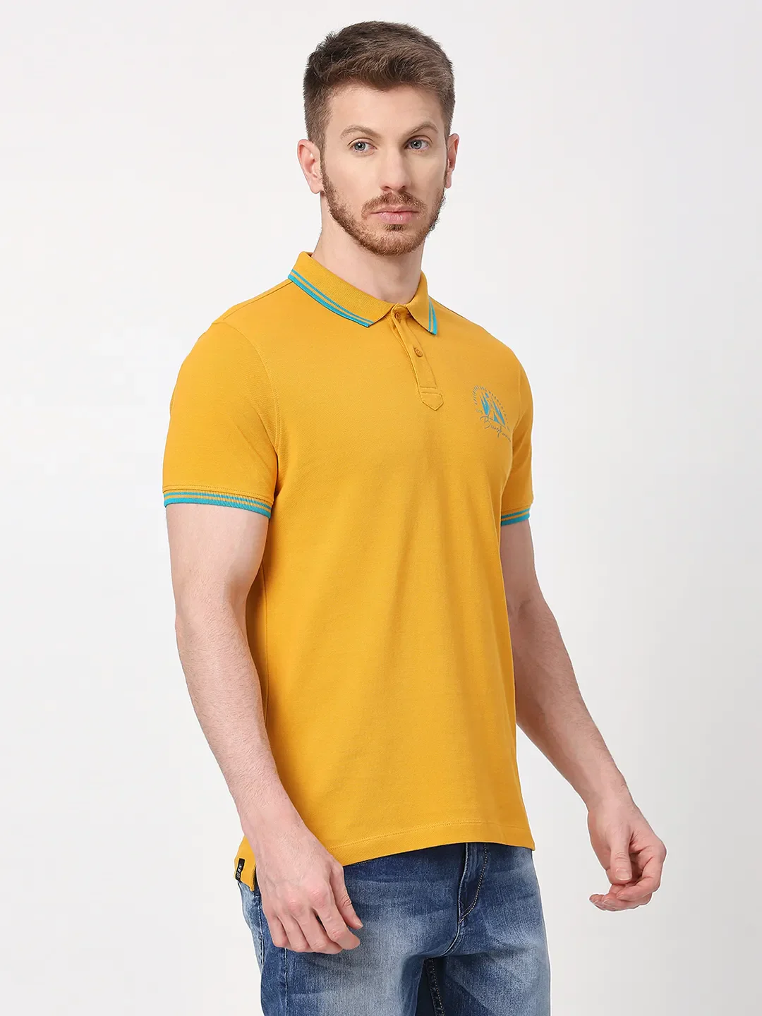 Mustard Regular Fit Men's Polo T-Shirt by Being Human Clothing - Image 3