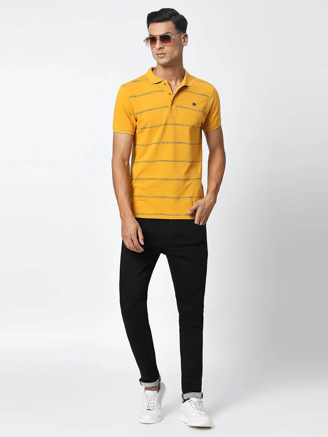 Mustard Regular Fit Men's Polo T-Shirt by Being Human Clothing - Image 6