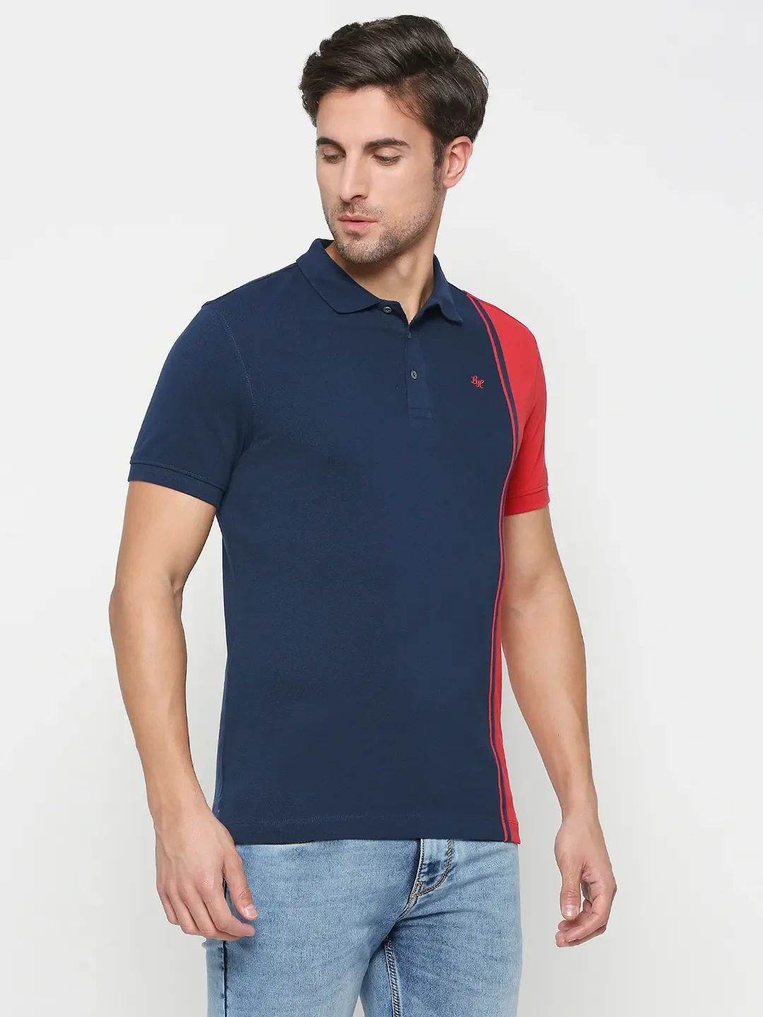 Navy Regular Fit Men's Polo T-shirt by Being Human Clothing - Image 3