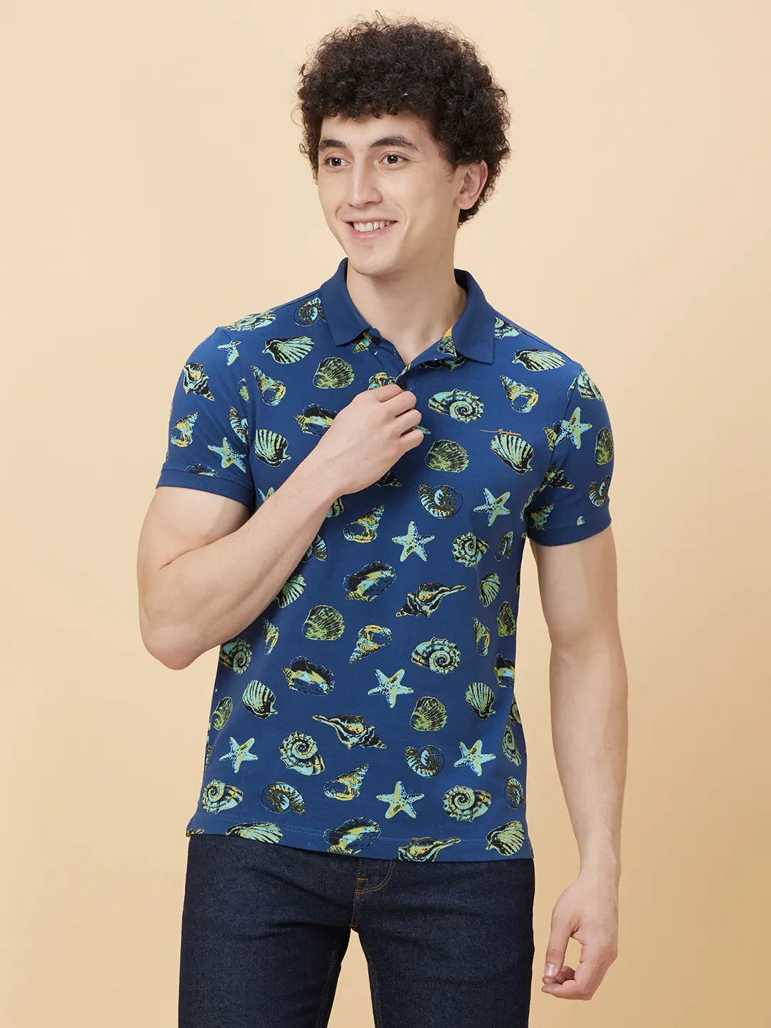 Navy Regular Fit Men's Polo T-shirt by Being Human Clothing