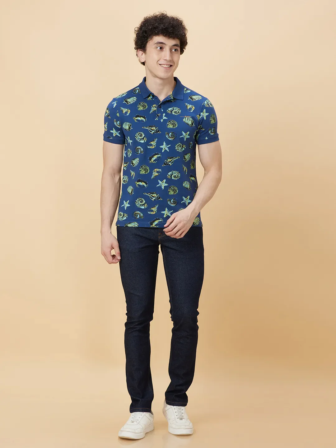 Navy Regular Fit Men's Polo T-shirt by Being Human Clothing - Image 2