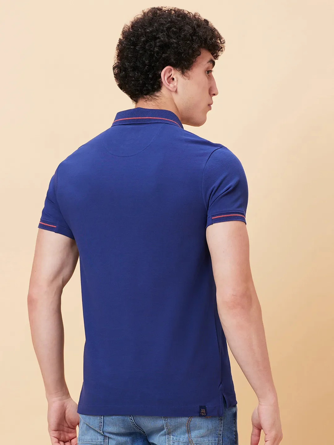 Navy Regular Fit Men's Polo T-Shirt by Being Human Clothing - Image 3
