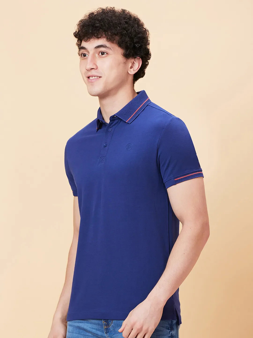 Navy Regular Fit Men's Polo T-Shirt by Being Human Clothing - Image 4