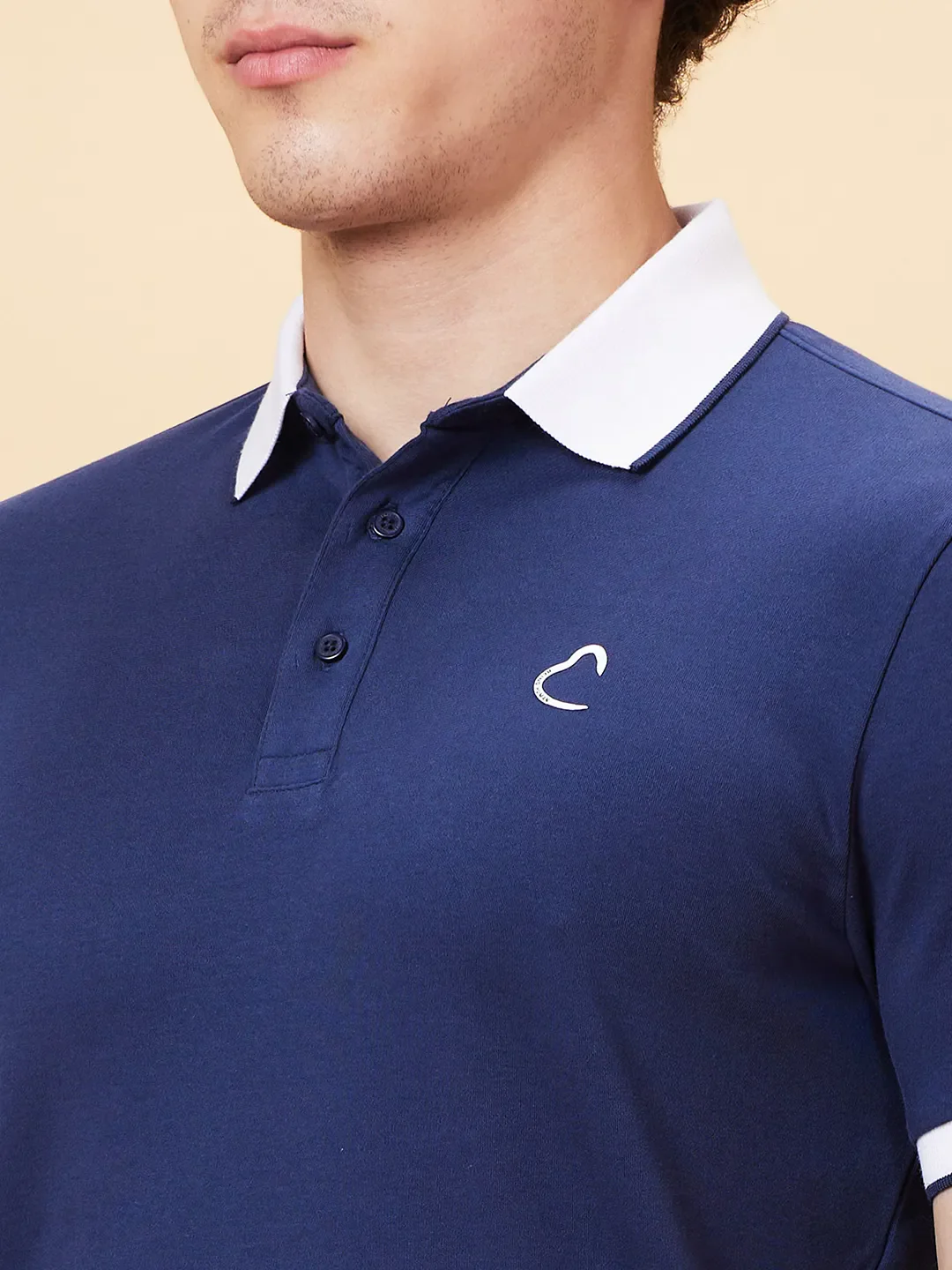 Navy Regular Fit Men's Polo T-Shirt by Being Human Clothing - Image 5