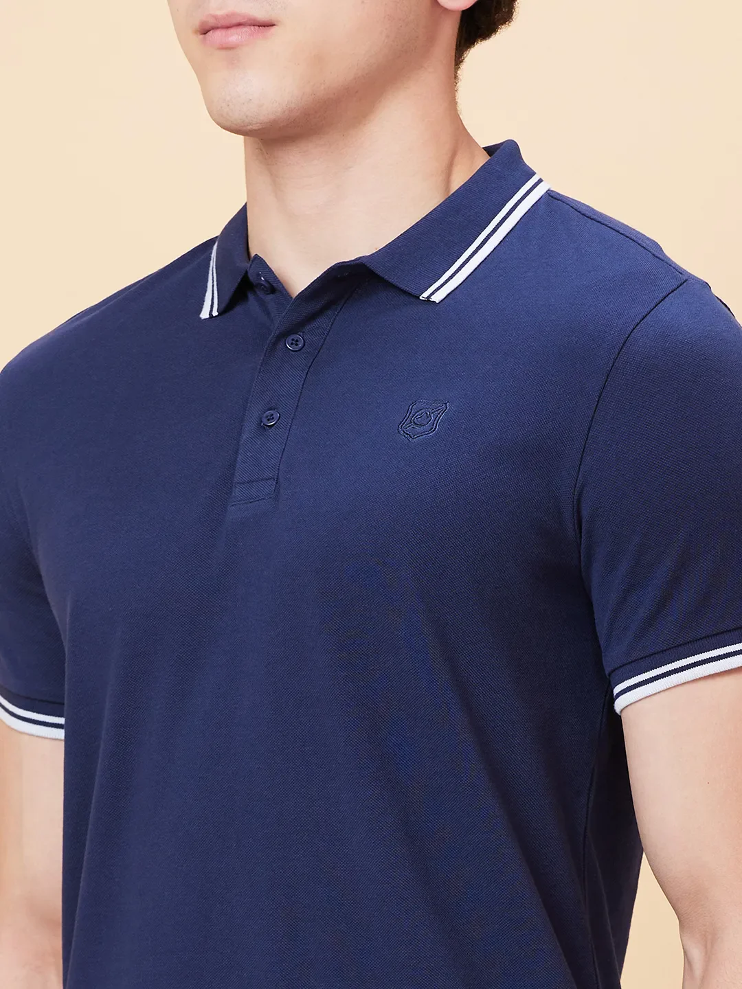 Navy Regular Fit Men's Polo T-shirt by Being Human Clothing - Image 5