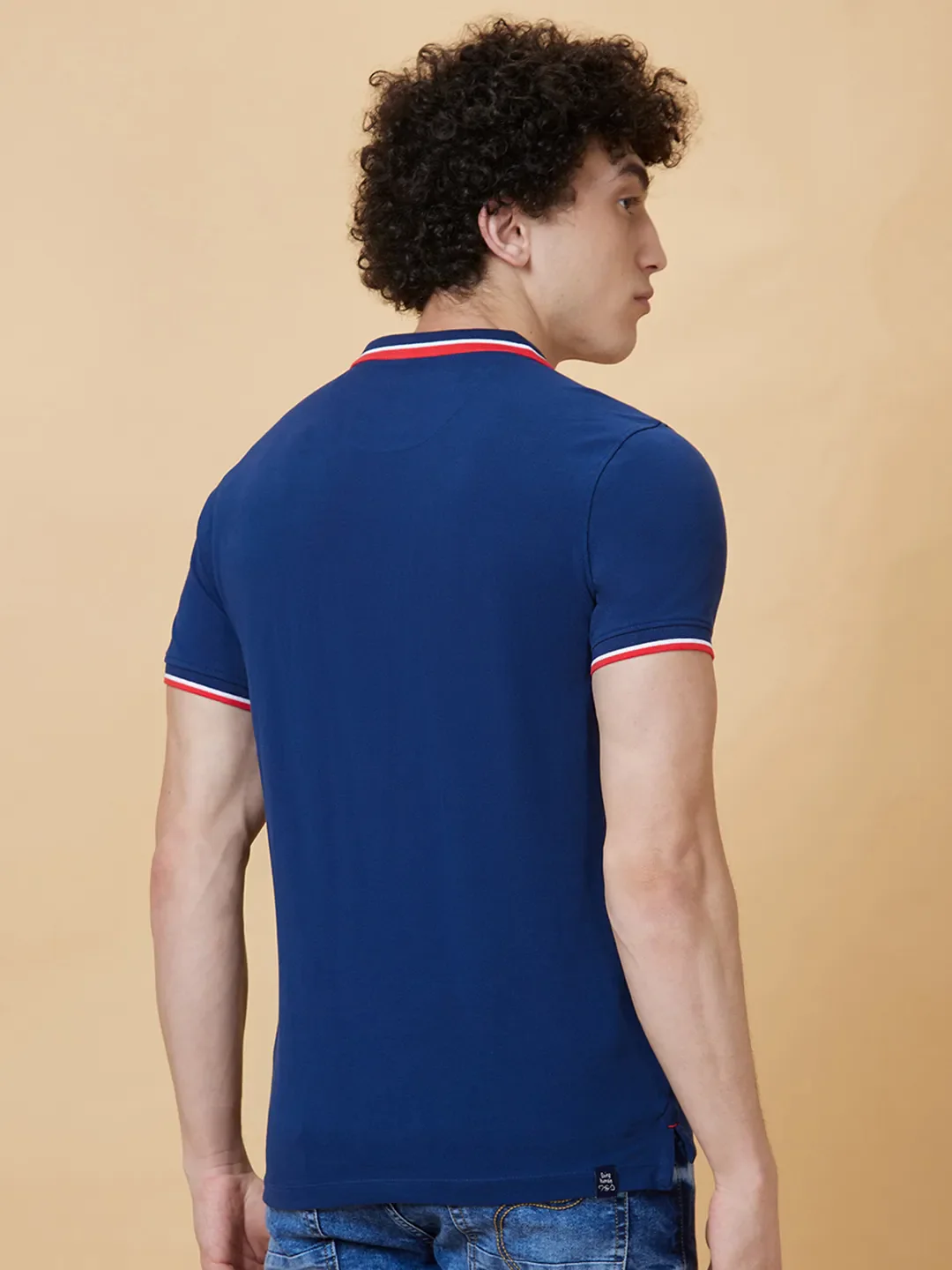 Navy Regular Fit Men's Polo T-Shirt by Being Human Clothing - Image 2