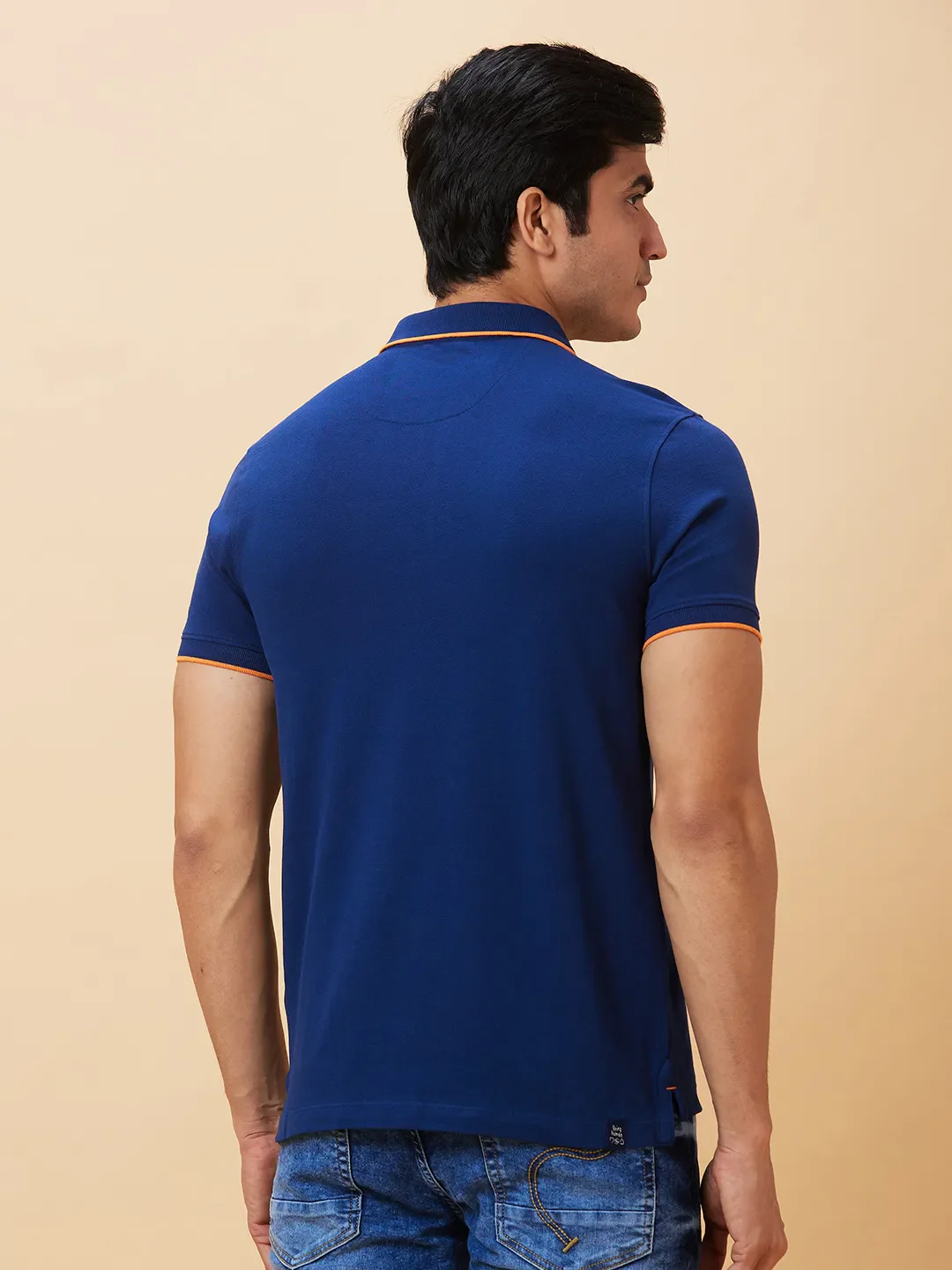 Navy Regular Fit Men's Polo T-Shirt by Being Human Clothing - Image 2