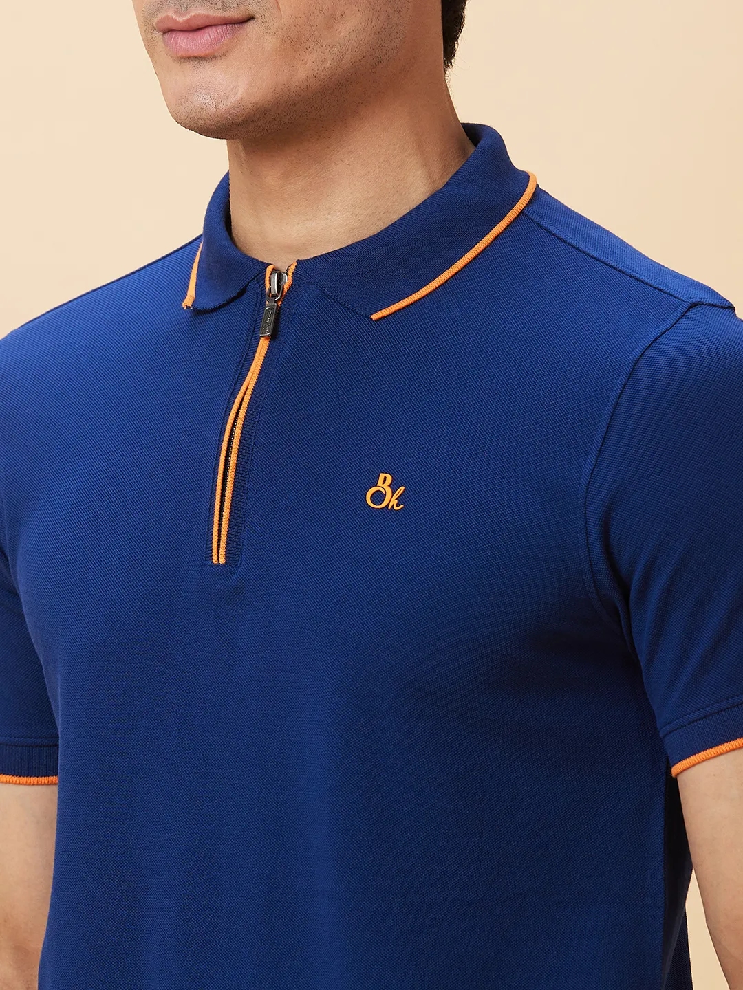 Navy Regular Fit Men's Polo T-Shirt by Being Human Clothing - Image 4