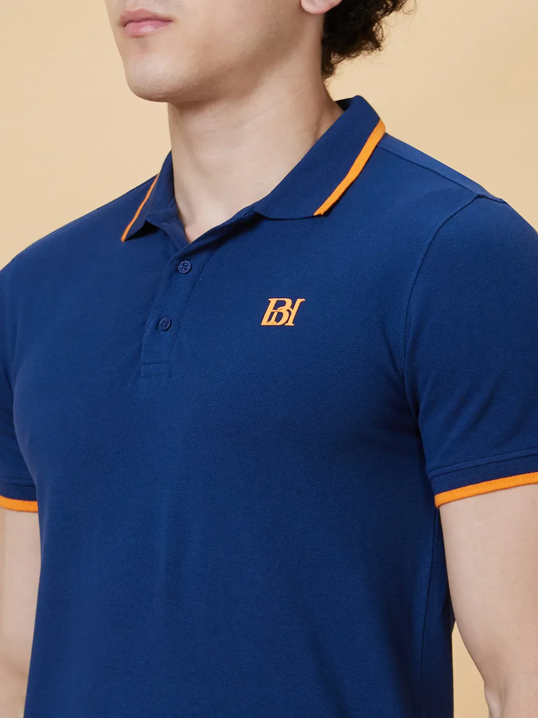 Navy Regular Fit Men's Polo T-Shirt by Being Human Clothing - Image 4