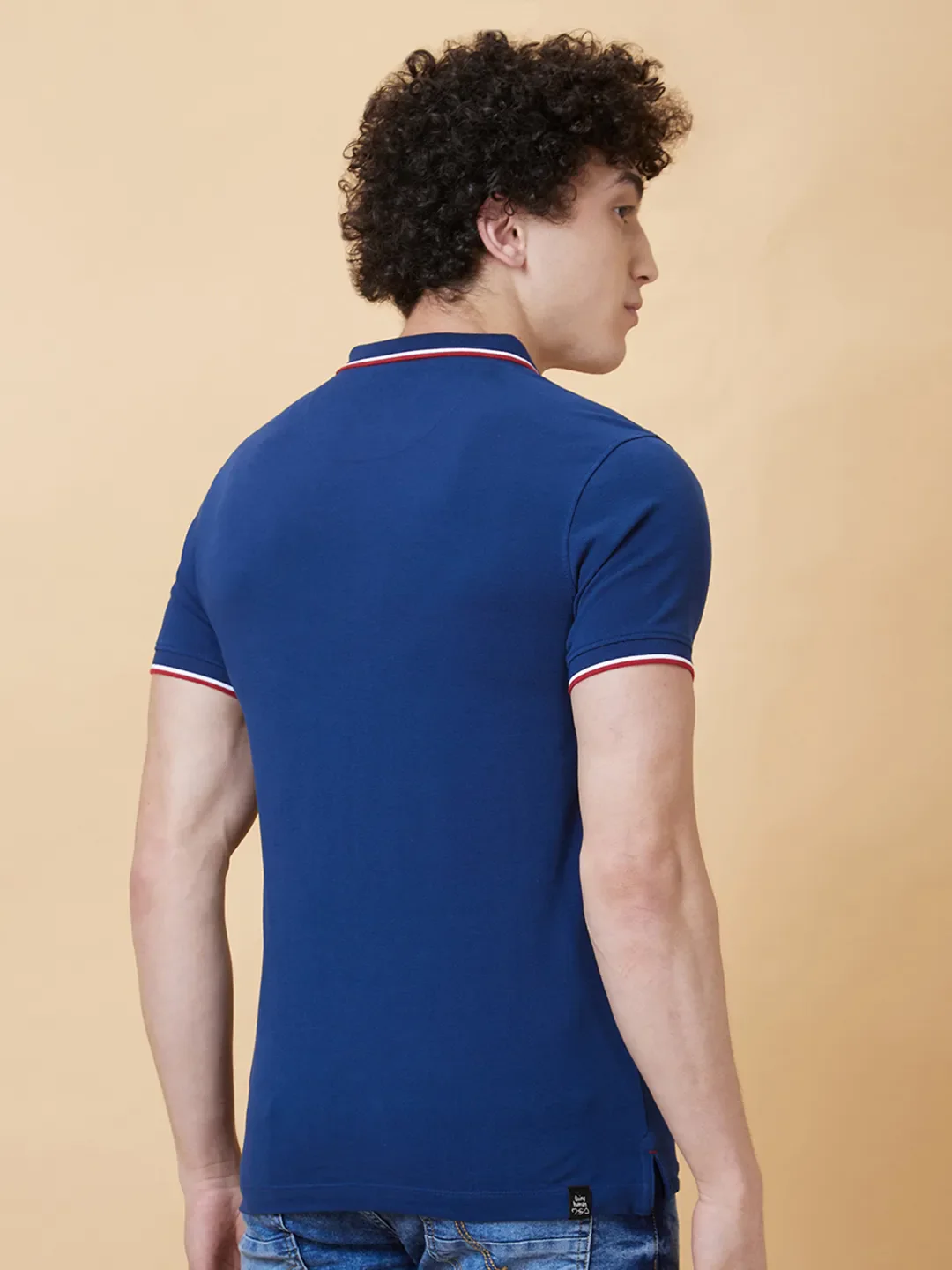 Navy Regular Fit Men's Polo T-Shirt by Being Human Clothing - Image 2