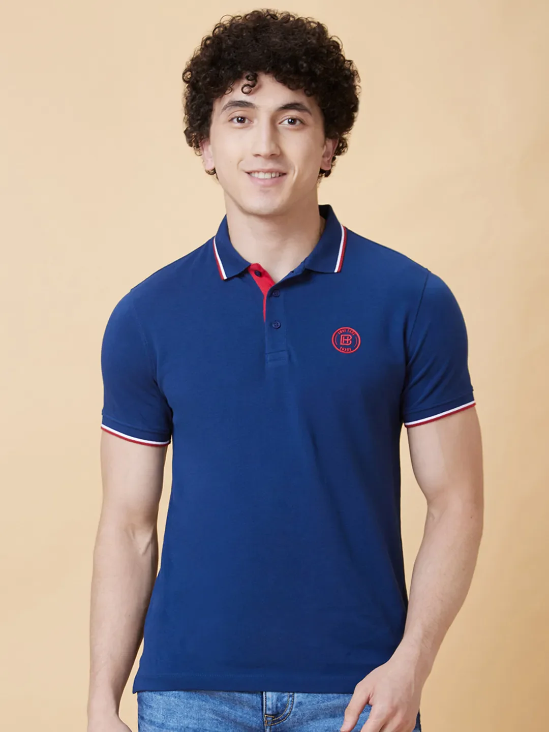 Navy Regular Fit Men's Polo T-Shirt by Being Human Clothing - Image 6
