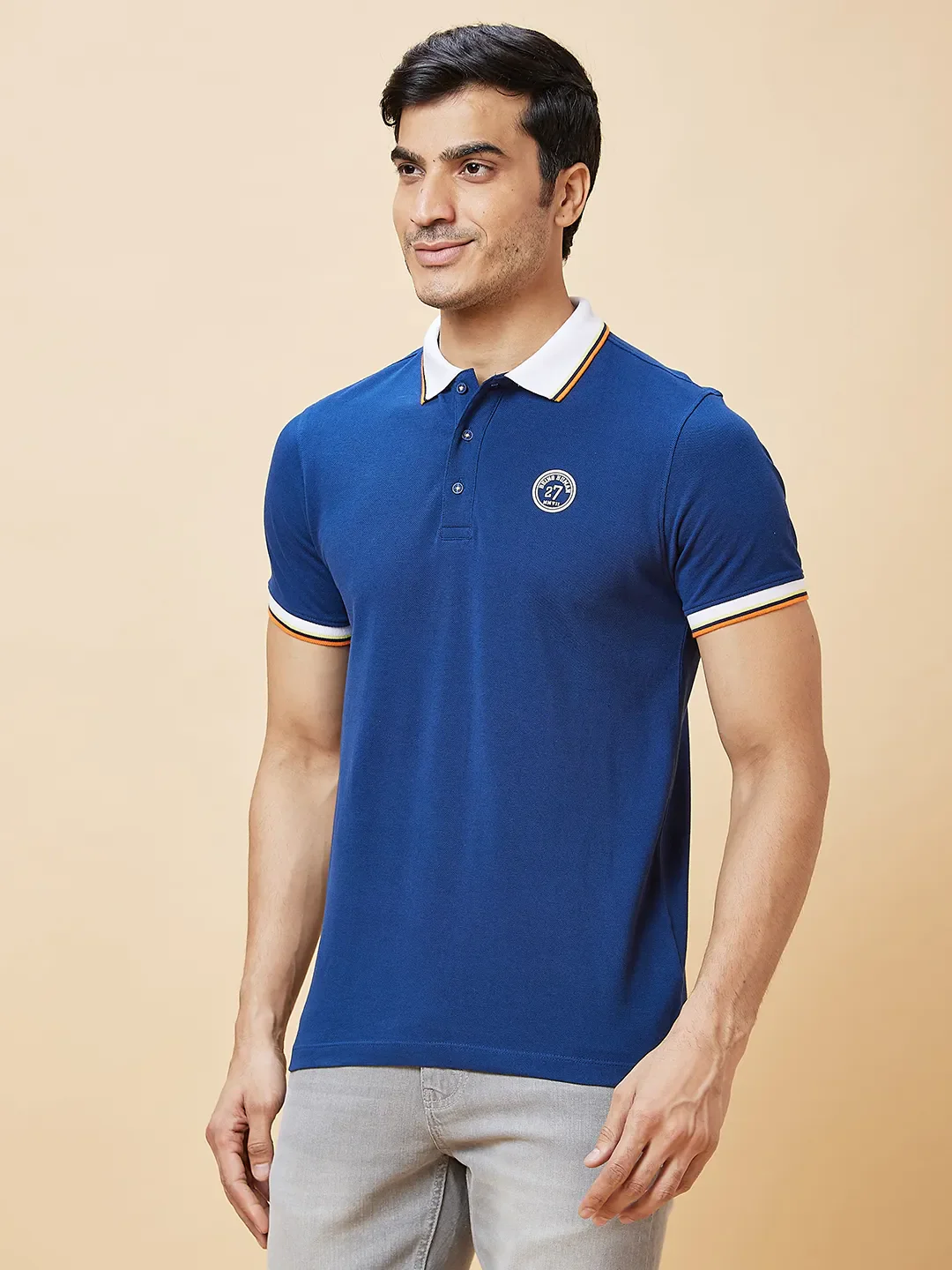 Navy Regular Fit Men's Polo T-Shirt by Being Human Clothing - Image 2