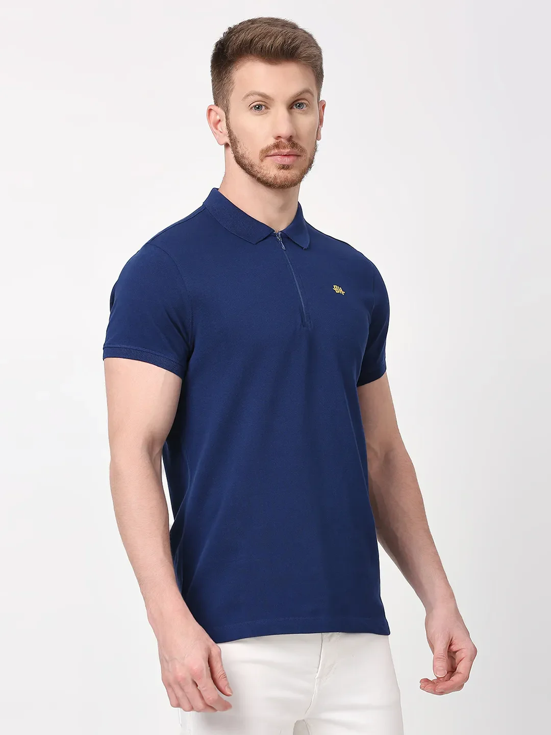 Navy Regular Fit Men's Polo T-Shirt by Being Human Clothing - Image 3