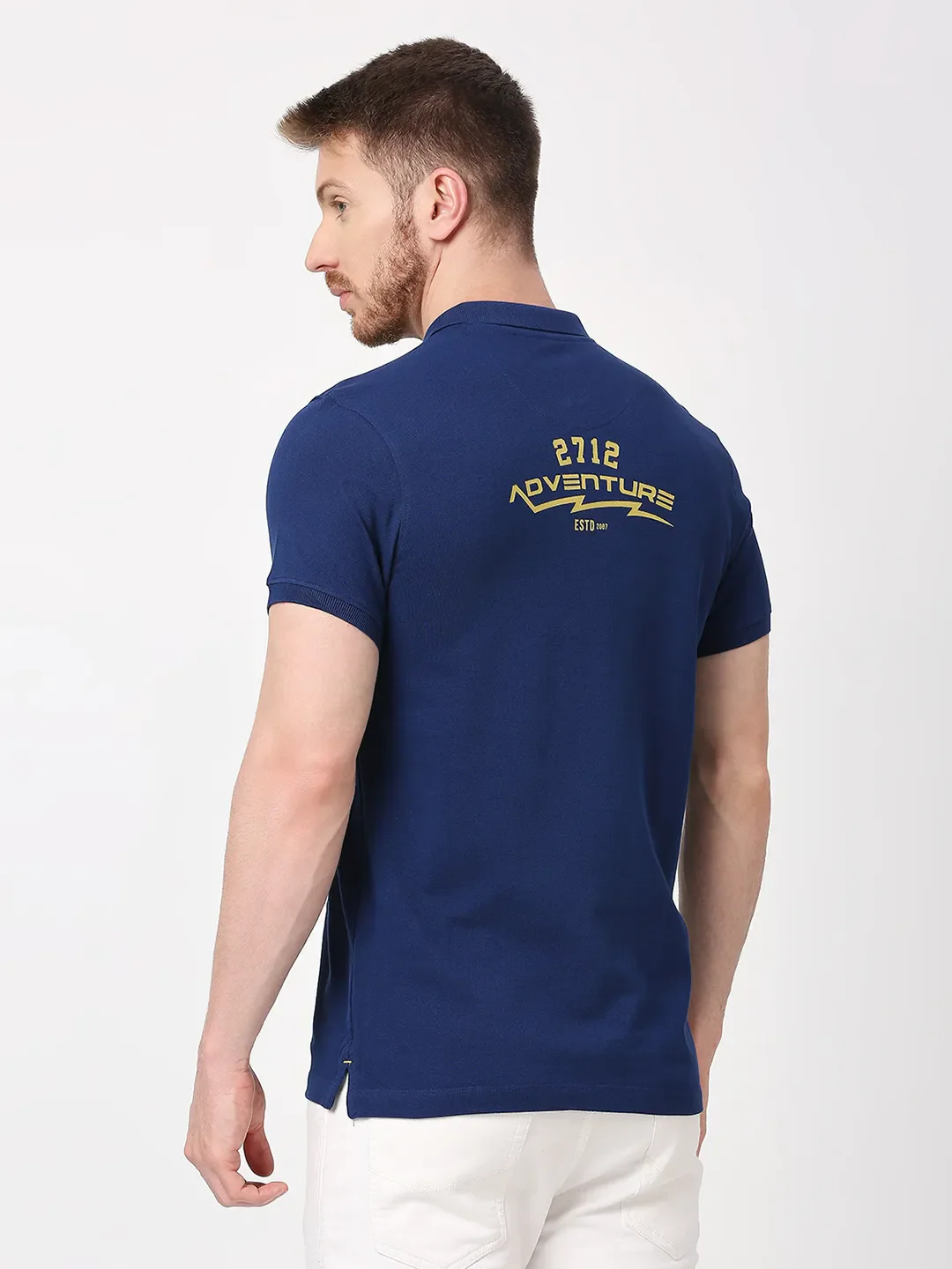 Navy Regular Fit Men's Polo T-Shirt by Being Human Clothing - Image 4