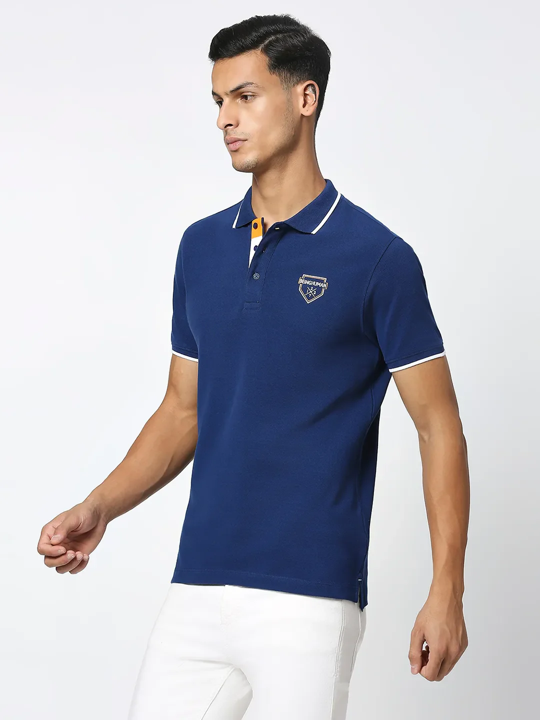Navy Regular Fit Men's Polo T-Shirt by Being Human Clothing - Image 2