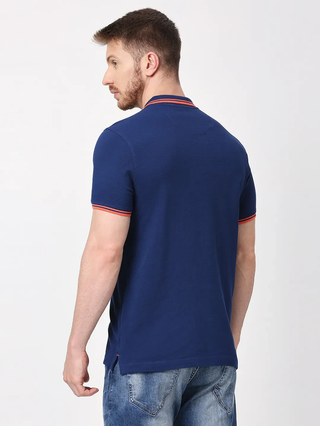 Navy Regular Fit Men's Polo T-Shirt by Being Human Clothing - Image 4