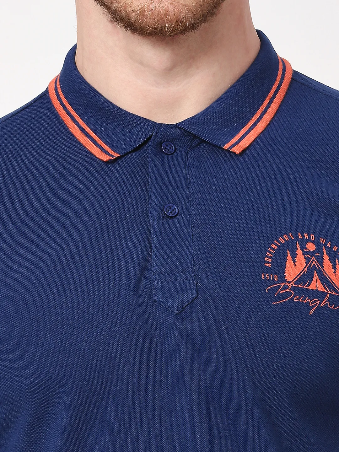 Navy Regular Fit Men's Polo T-Shirt by Being Human Clothing - Image 5