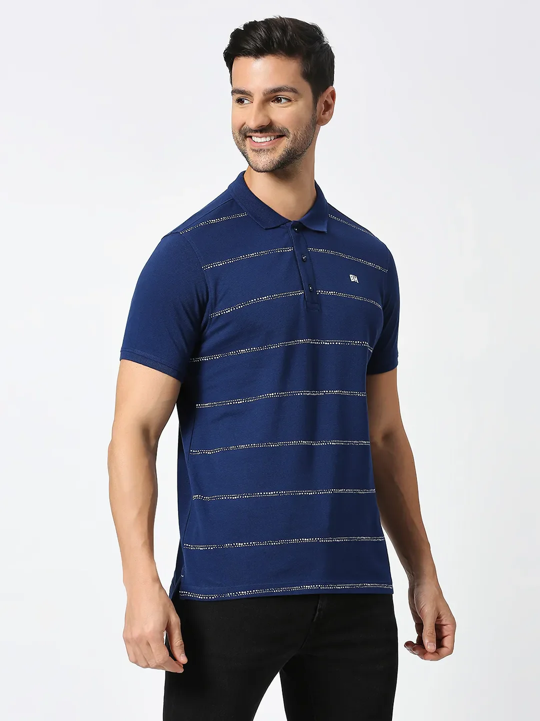 Navy Regular Fit Men's Polo T-Shirt by Being Human Clothing - Image 4