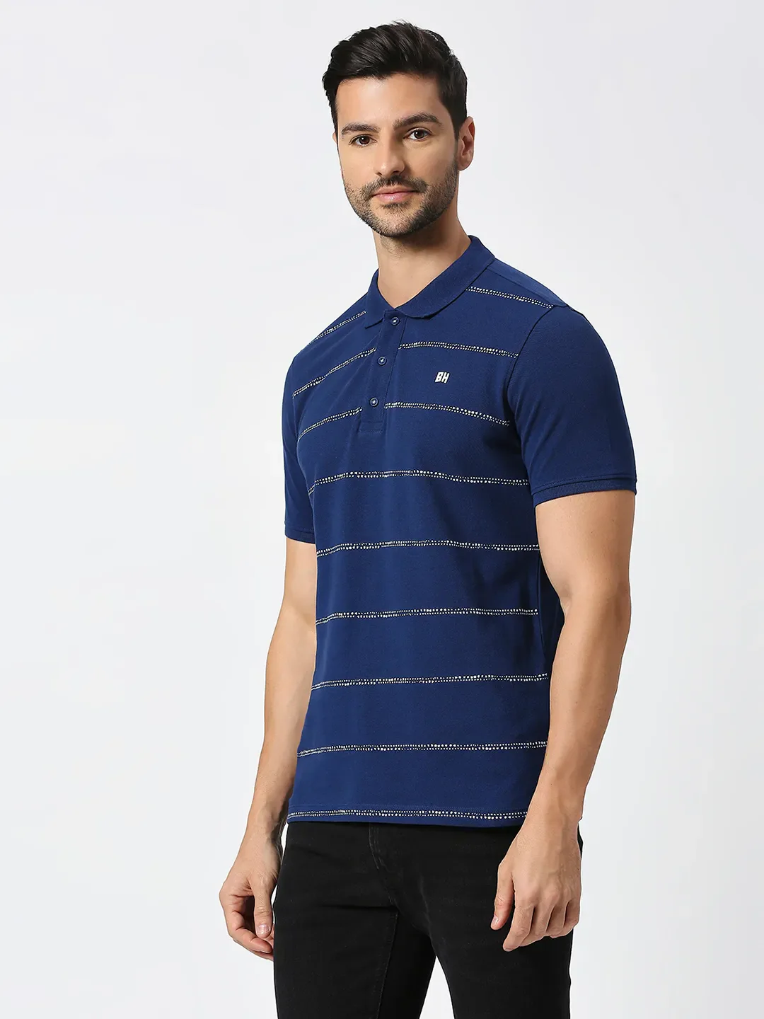 Navy Regular Fit Men's Polo T-Shirt by Being Human Clothing - Image 5