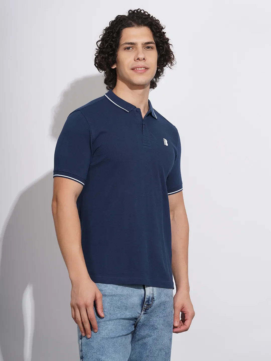 Navy Regular Fit Men's Polo T-Shirt by Being Human Clothing - Image 2