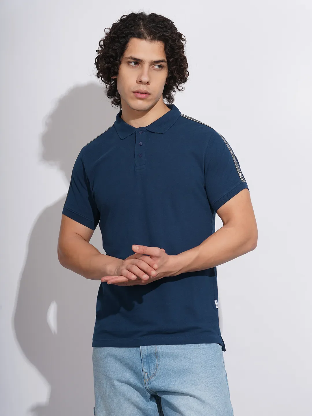Navy Regular Fit Men's Polo T-Shirt by Being Human Clothing