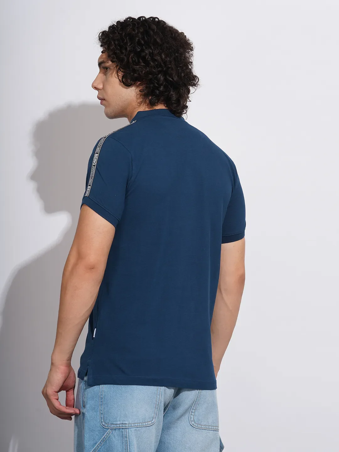 Navy Regular Fit Men's Polo T-Shirt by Being Human Clothing - Image 3