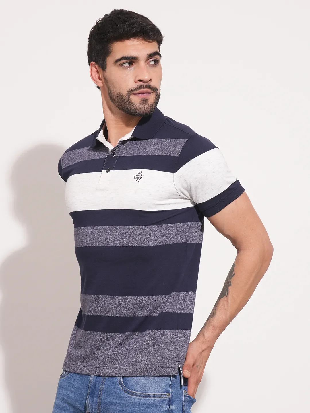 Navy Regular Fit Men's Polo T-Shirt by Being Human Clothing - Image 4