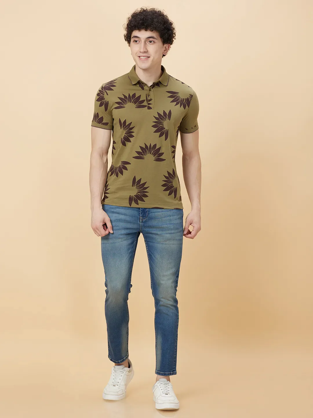 Green Regular Fit Men's Polo T-Shirt by Being Human Clothing - Image 2