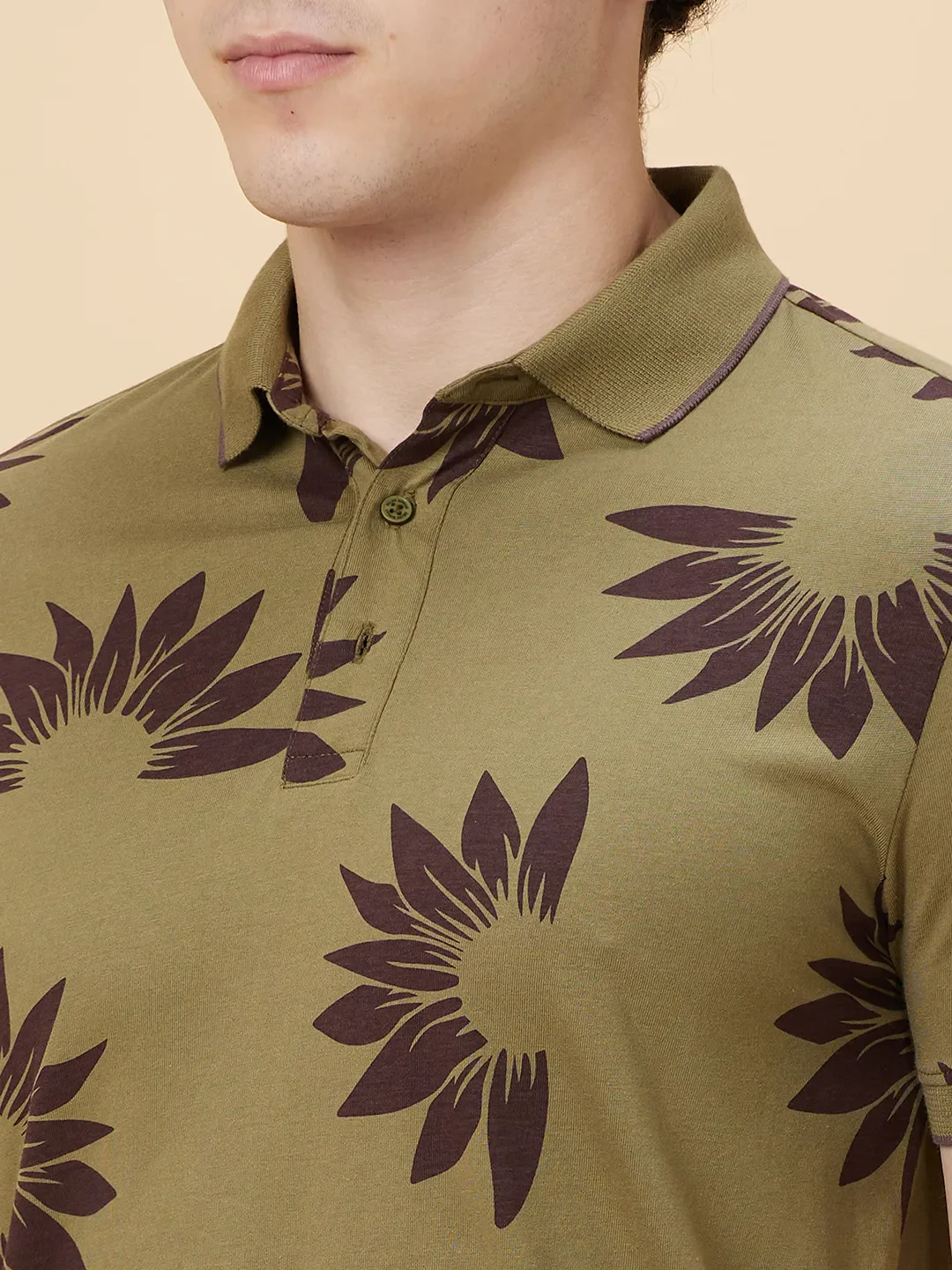 Green Regular Fit Men's Polo T-Shirt by Being Human Clothing - Image 5