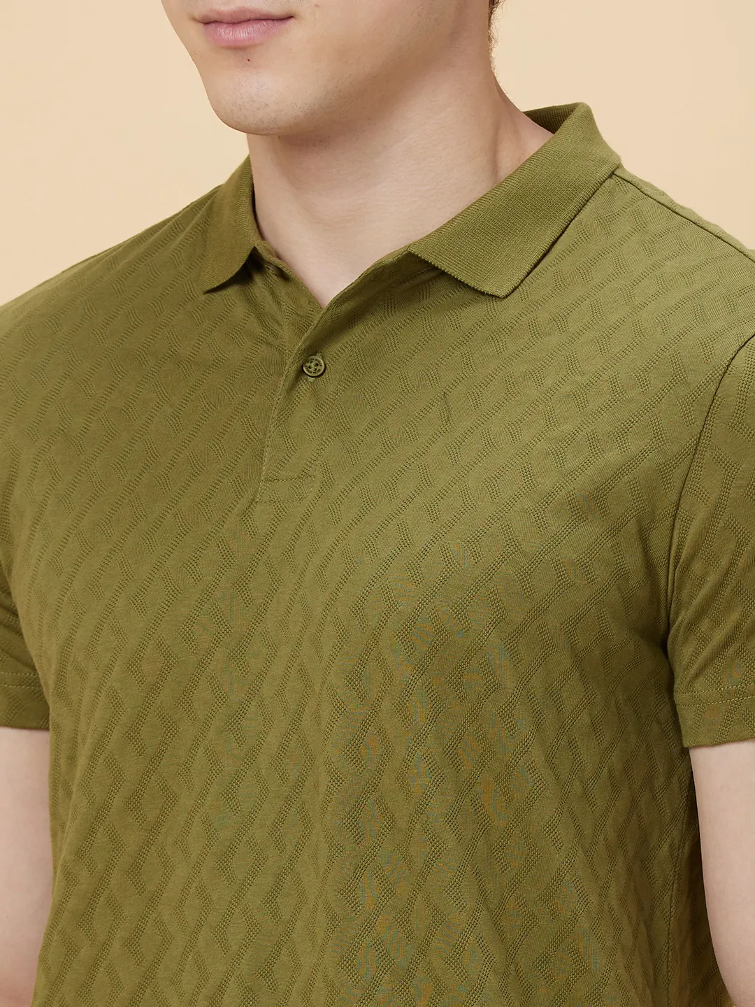 Olive Regular Fit Men's Polo T-shirt by Being Human Clothing - Image 5