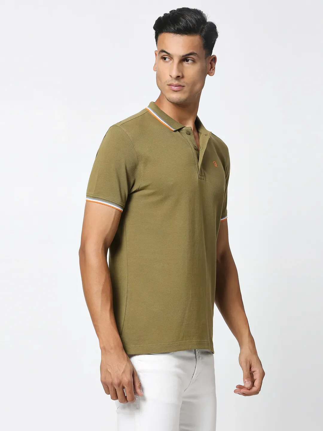Green Regular Fit Men's Polo T-Shirt by Being Human Clothing - Image 3
