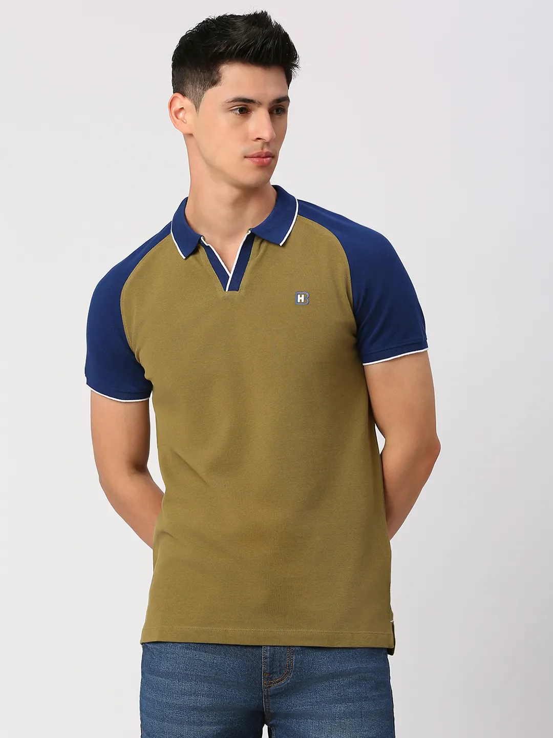 Green Regular Fit Men's Polo T-Shirt by Being Human Clothing