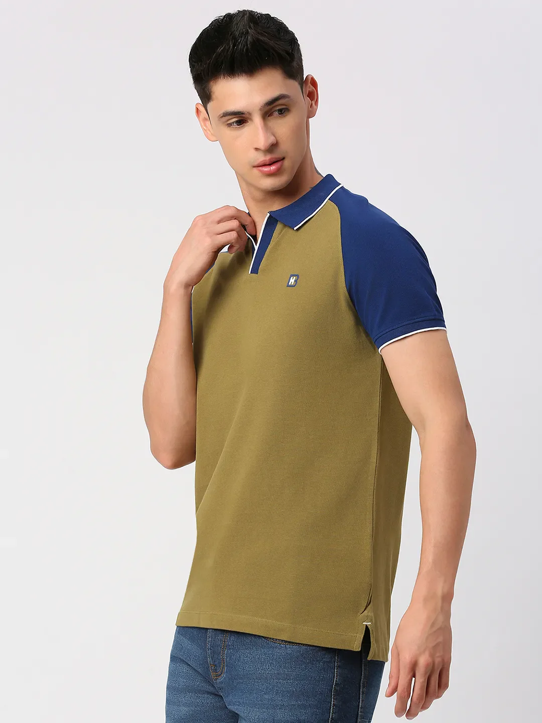 Green Regular Fit Men's Polo T-Shirt by Being Human Clothing - Image 2