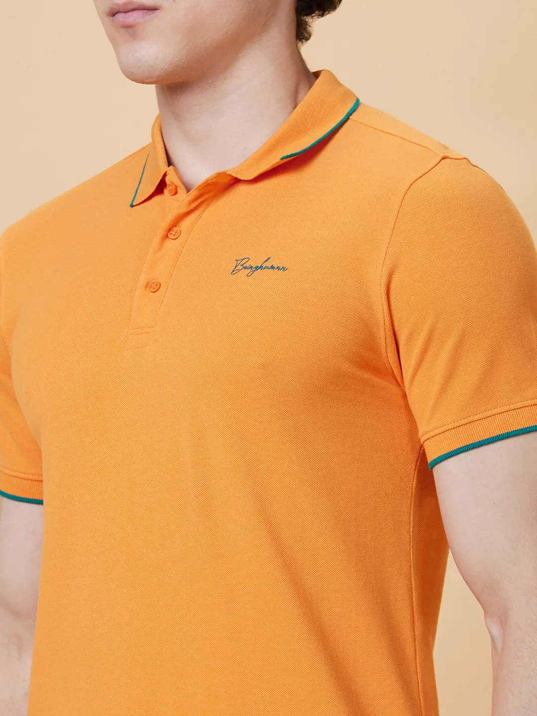 Orange Regular Fit Men's Polo T-Shirt by Being Human Clothing - Image 4