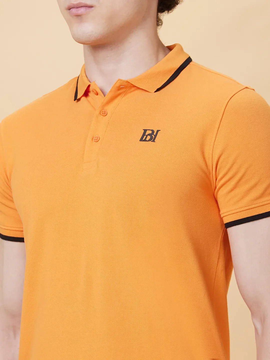 Orange Regular Fit Men's Polo T-Shirt by Being Human Clothing - Image 4