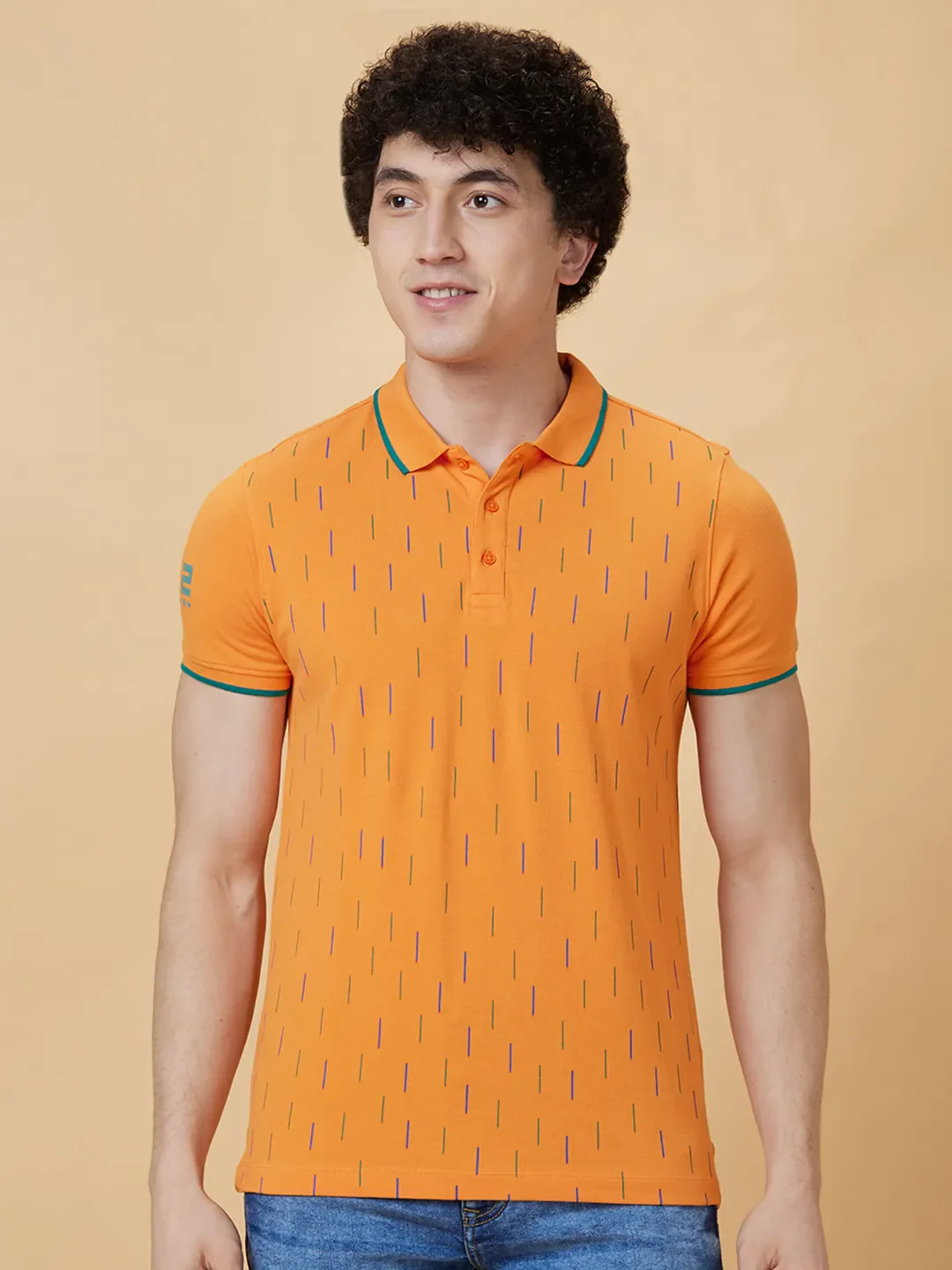 Orange Regular Fit Men's Polo T-Shirt by Being Human Clothing - Image 6