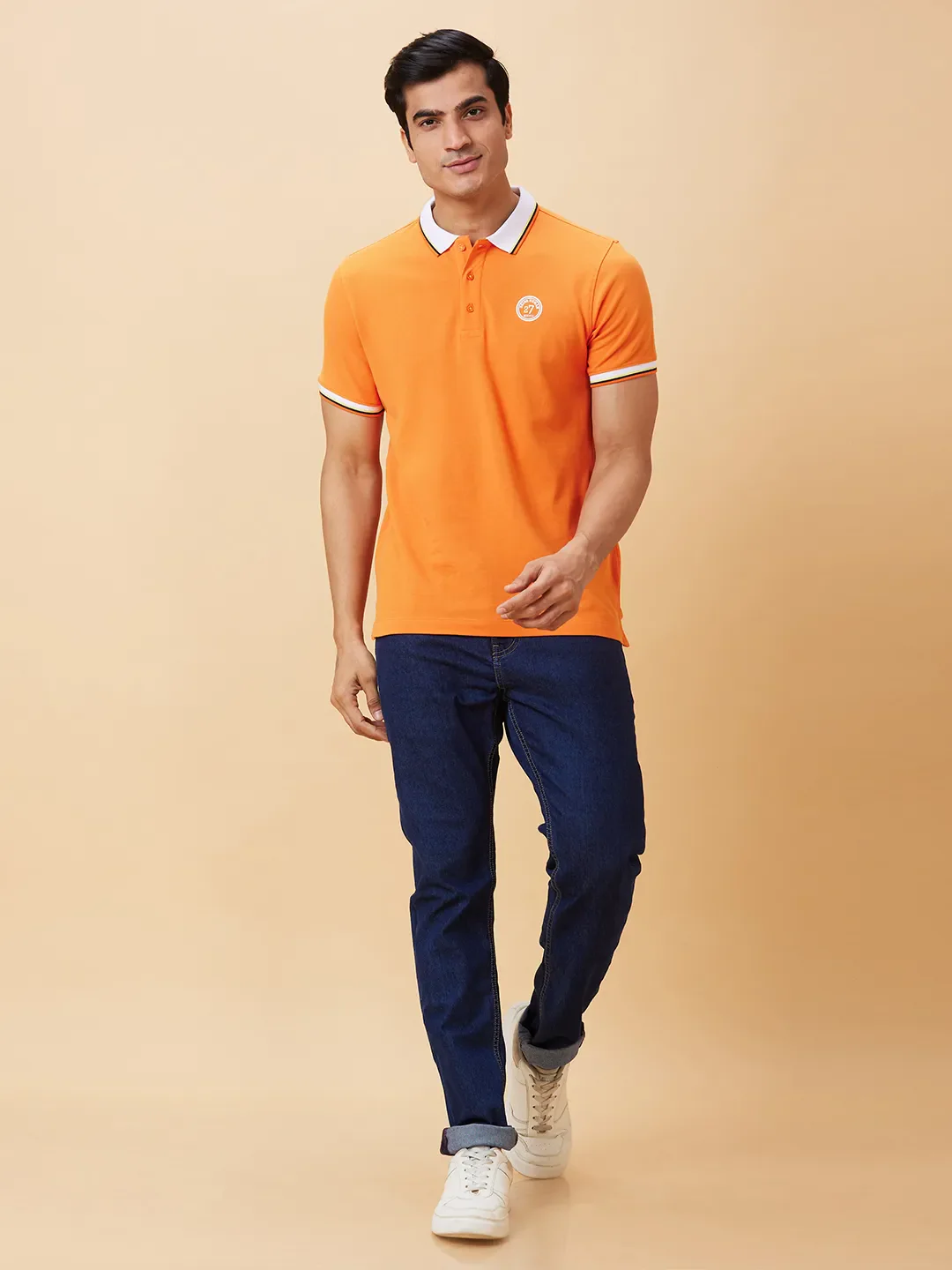 Orange Regular Fit Men's Polo T-Shirt by Being Human Clothing