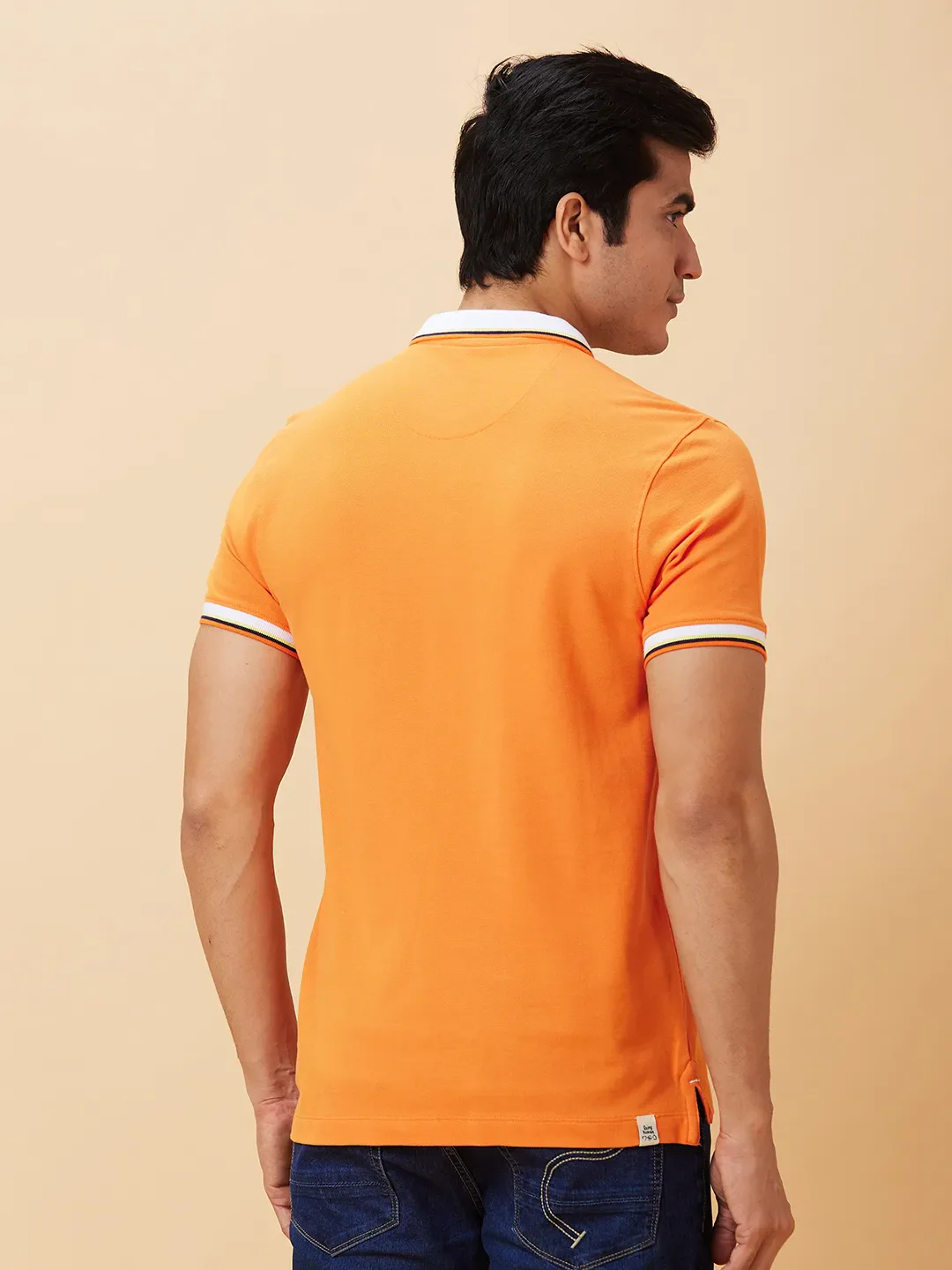 Orange Regular Fit Men's Polo T-Shirt by Being Human Clothing - Image 2