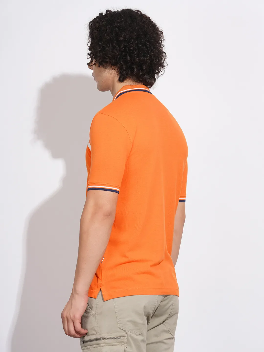 Orange Regular Fit Men's Polo T-Shirt by Being Human Clothing - Image 3
