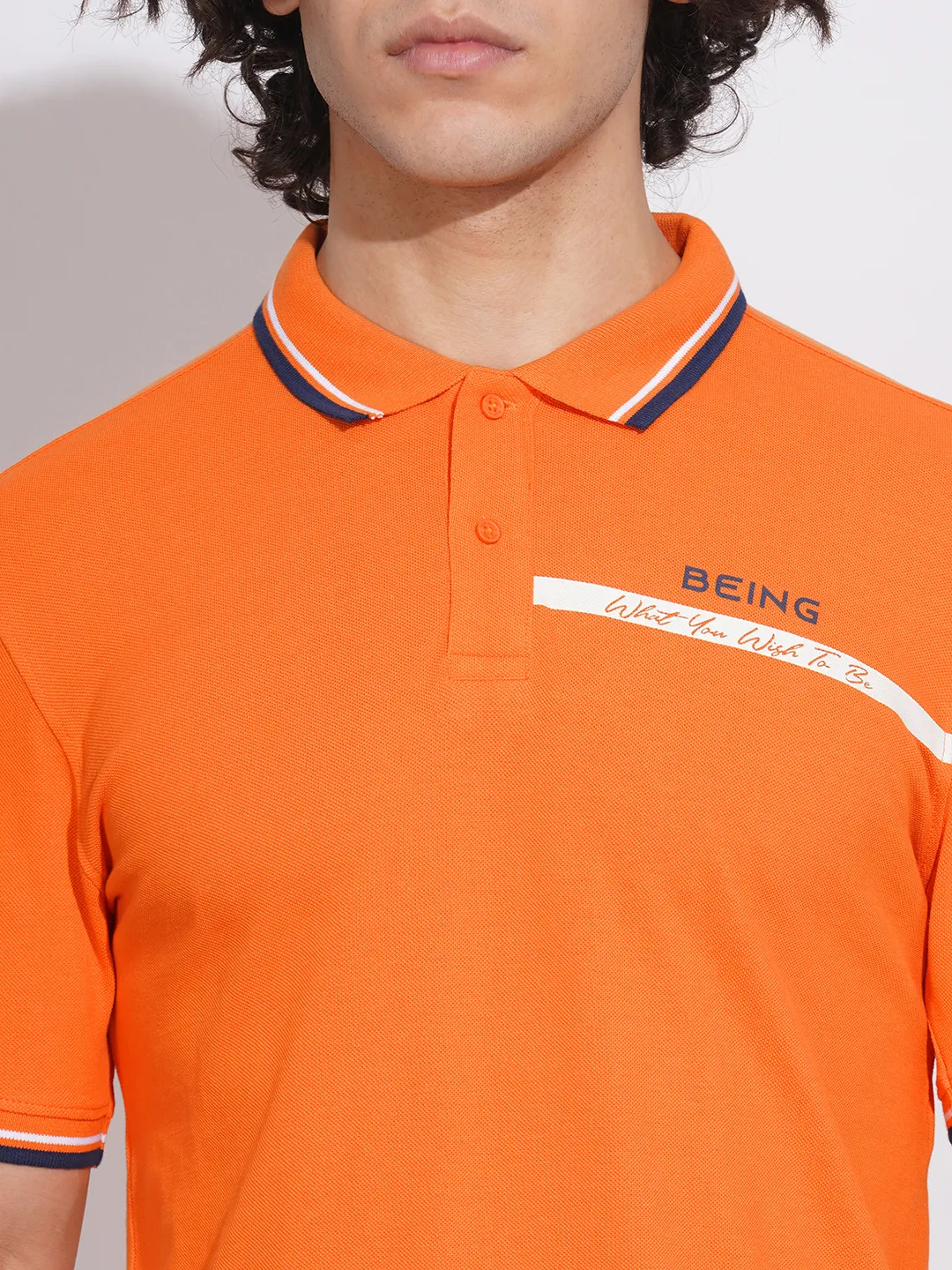 Orange Regular Fit Men's Polo T-Shirt by Being Human Clothing - Image 5