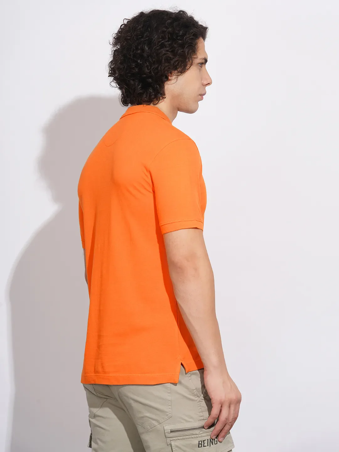 Orange Regular Fit Men's Polo T-Shirt by Being Human Clothing - Image 3