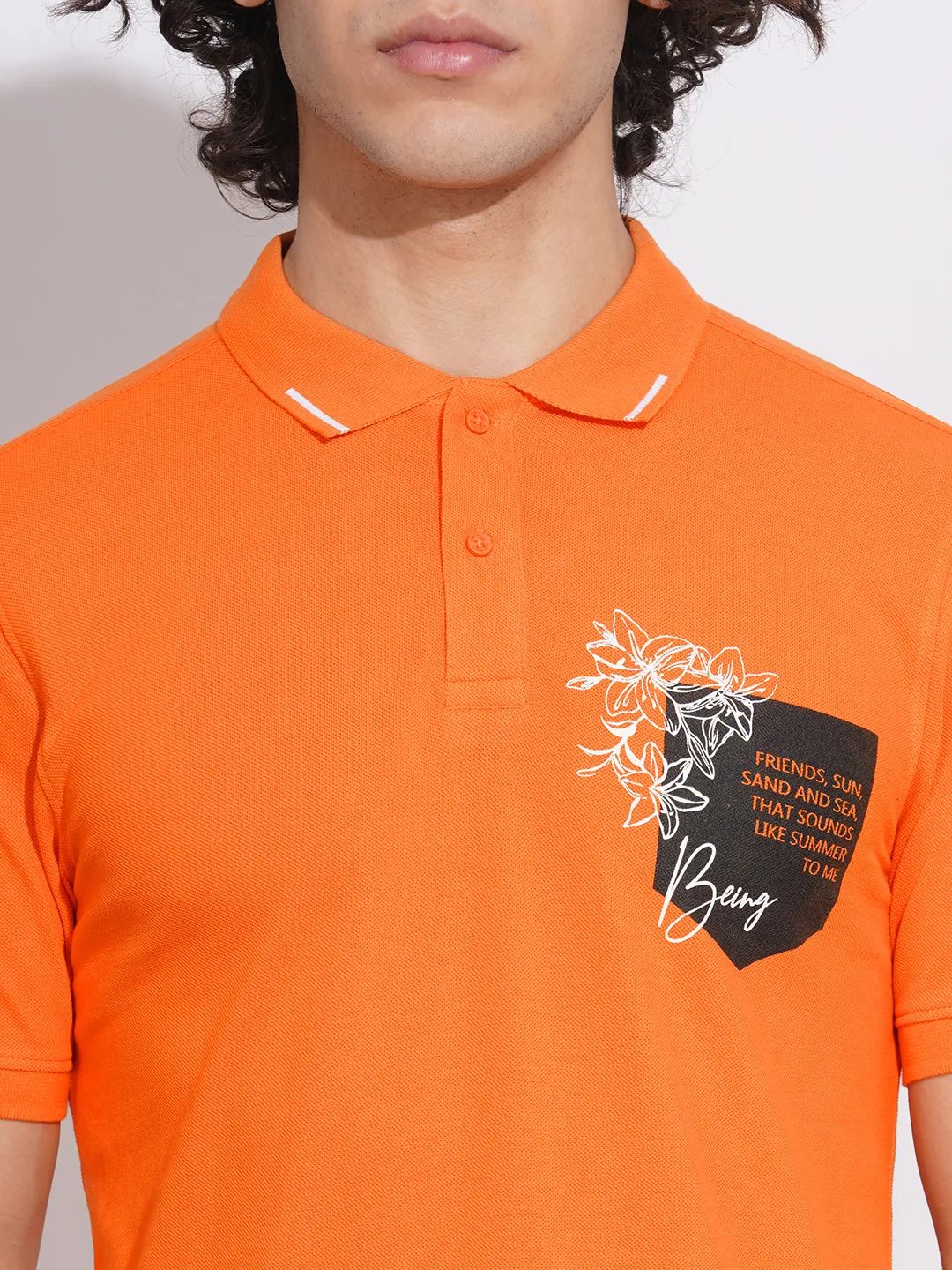 Orange Regular Fit Men's Polo T-Shirt by Being Human Clothing - Image 5