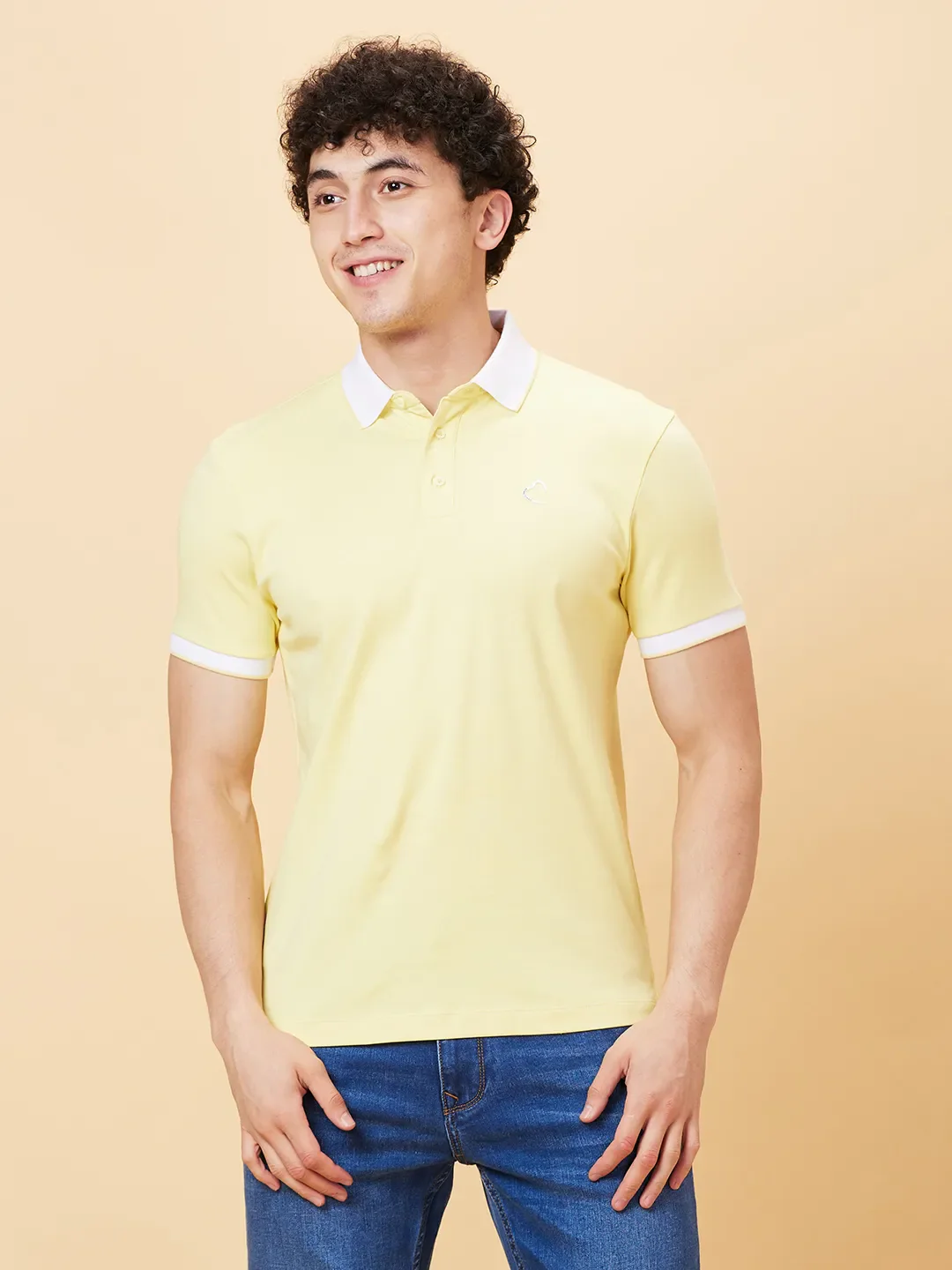 Yellow Regular Fit Men's Polo T-Shirt by Being Human Clothing
