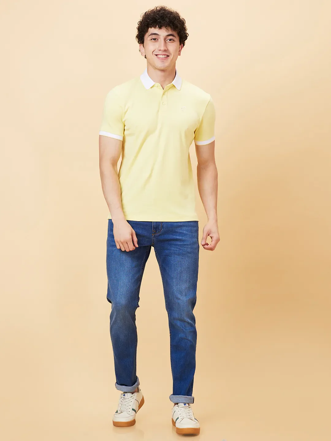 Yellow Regular Fit Men's Polo T-Shirt by Being Human Clothing - Image 2