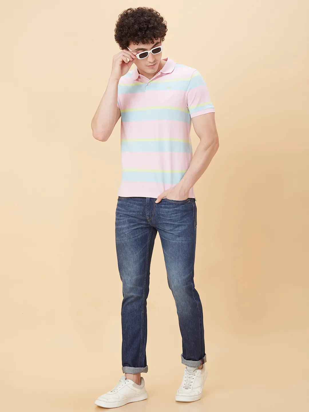 Pink Regular Fit Men's Polo T-Shirt by Being Human Clothing - Image 6