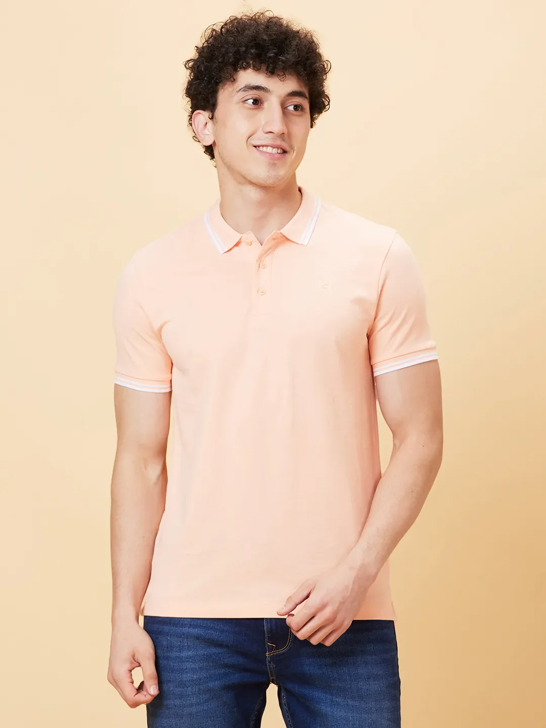 Orange Regular Fit Men's Polo T-shirt by Being Human Clothing